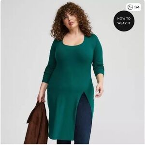 Torrid Teal Asymmetrical Slit Tunic size 4